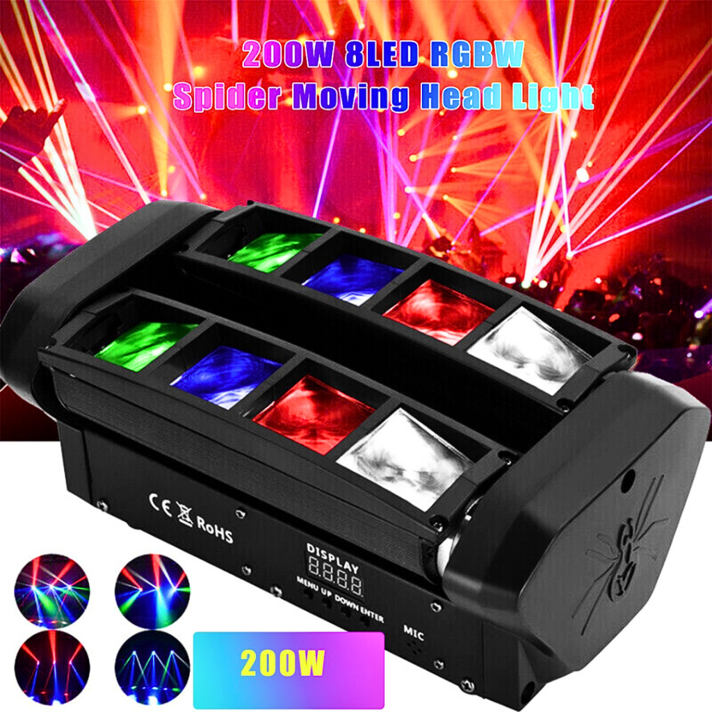 COD JUNHE Lampu Disco Spider laser sensor suara musik sorot panggung LED RGBW Moving Head DMX512 40W