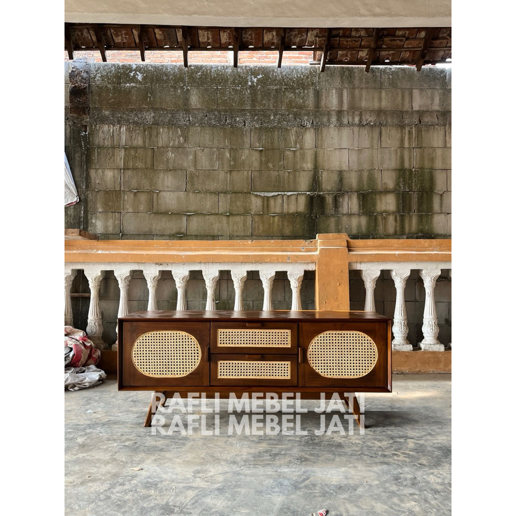 Bufet Tv rotan retro bufet tv minimalis rotan bufet rotan Classic bufet tv minimalis rotan kayu jati