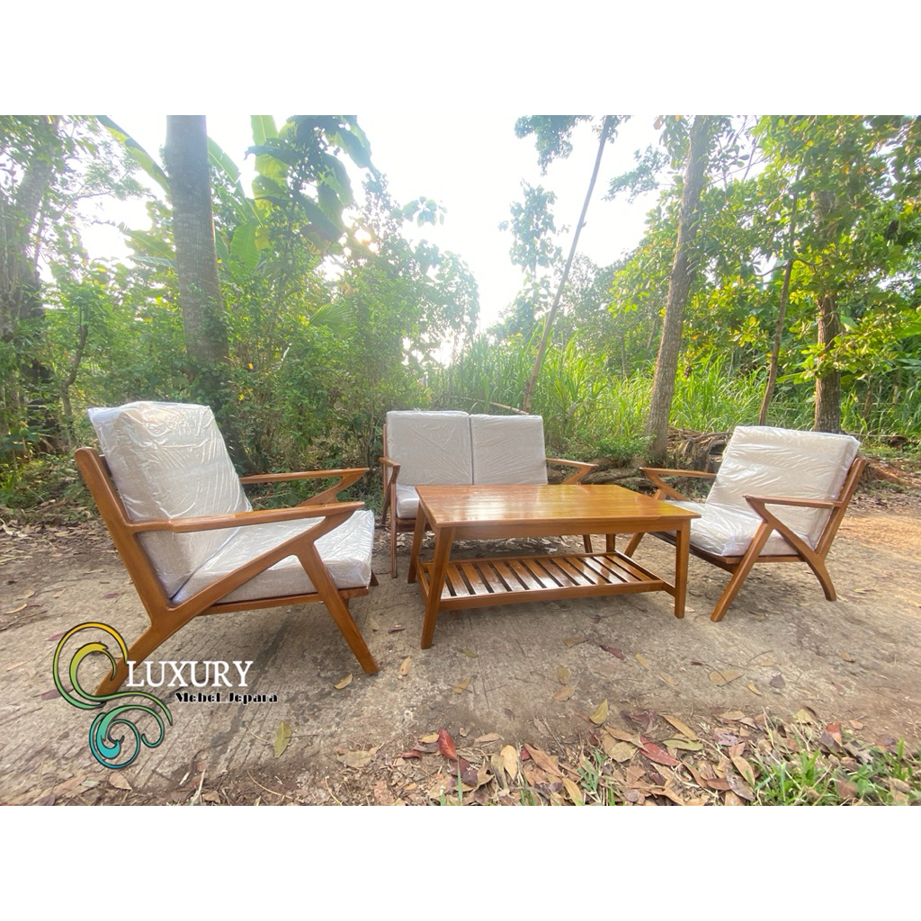 SET KURSI MEJA CAFE BANGKU SANTAI KURSI CAFE SOFA JATI 