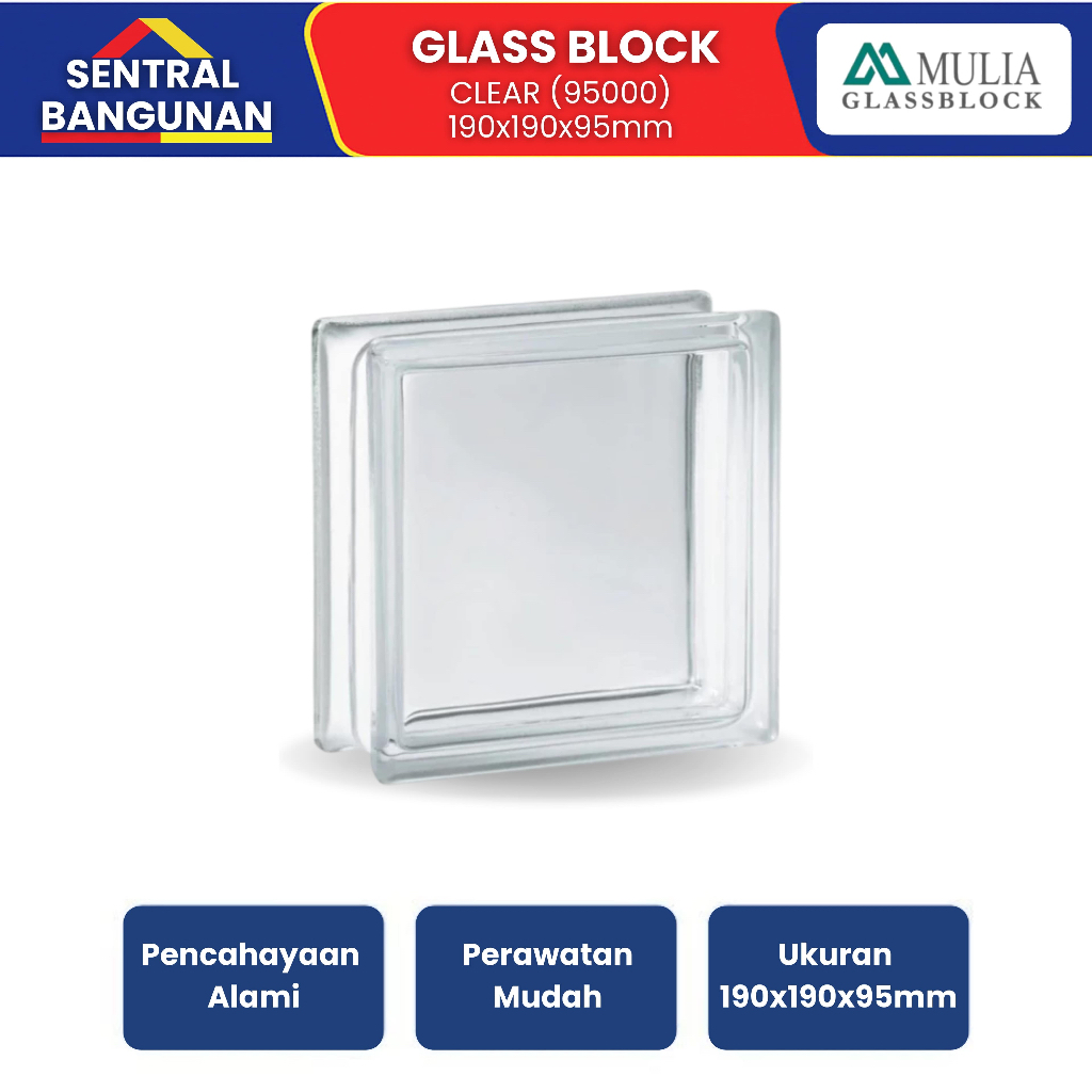 Mulia Glass Block / Glass Blok Kaca Rumah Baru Motif Clear 95000 | 1 buah (1 pcs)