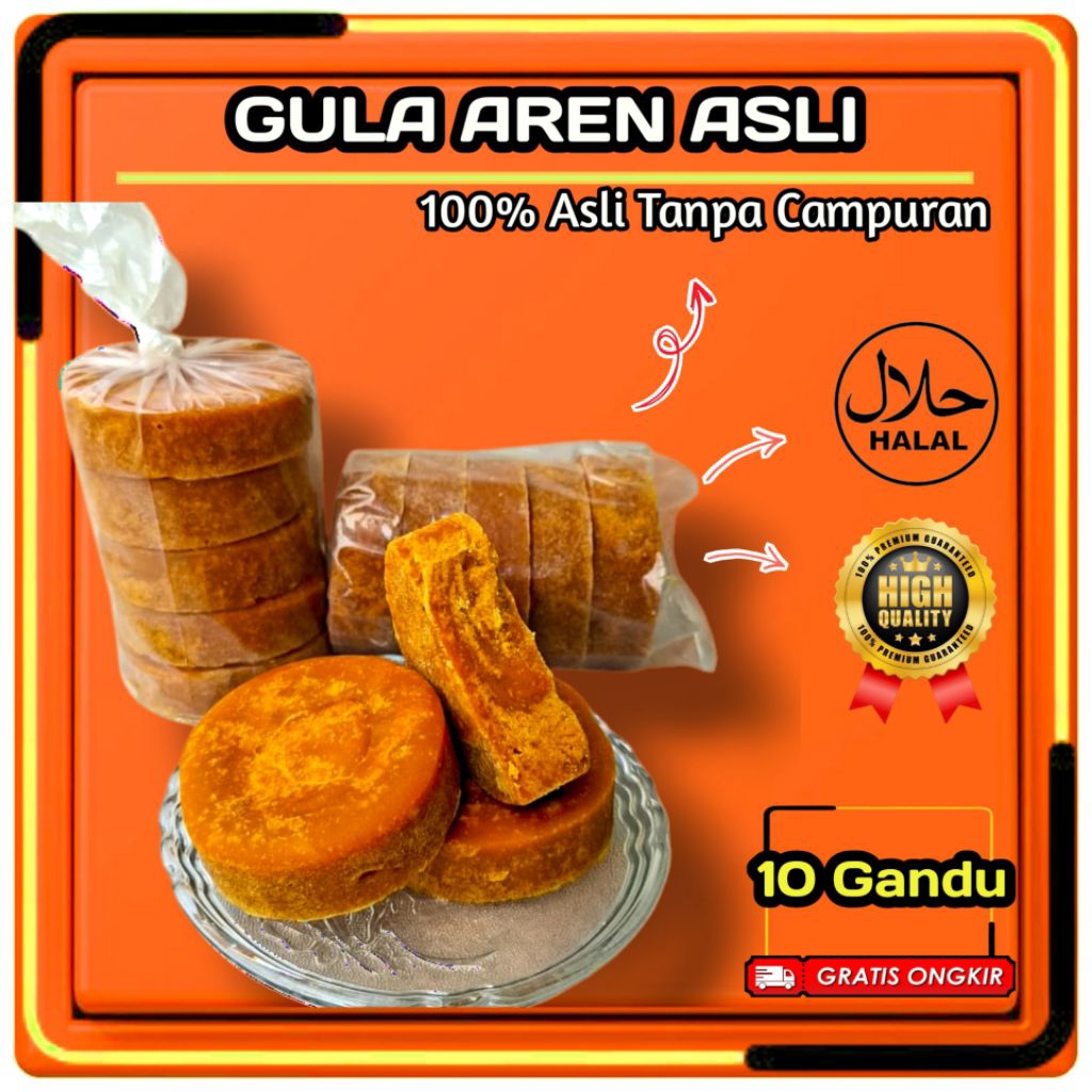 

Gula Aren Asli / Gula Merah 1kg Murni Tanpa Campuran isi 10 pcs / gandu (Gratis Ongkir)