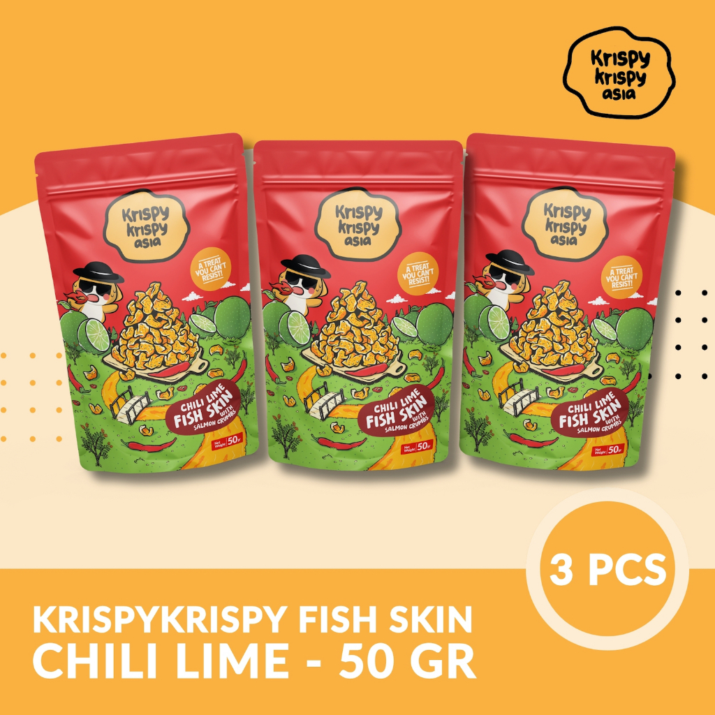 

Kerupuk Kulit Ikan Chili Lime Paket 3 Pcs Fish Skin Krispy Krispy Asia - Premium HALAL