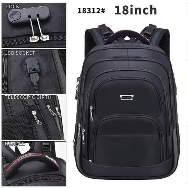 Tas Polo Luxton 18 In Tas Ransel Kerja Tas Sekolah Kunci Usb Port POLO / Tas Polo