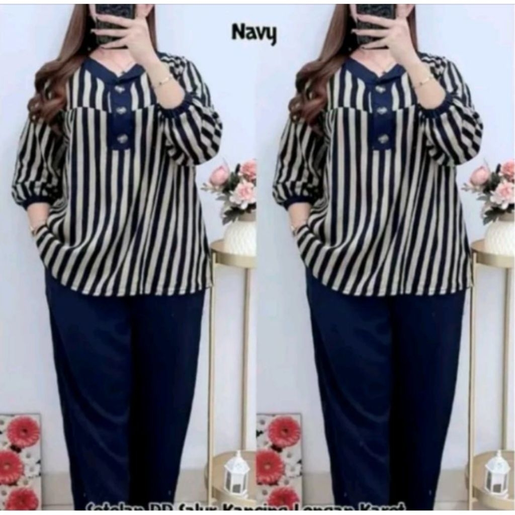 Setelan Salur Katun Rayon Setelan Wanita Jumbo Bahan Rayon
