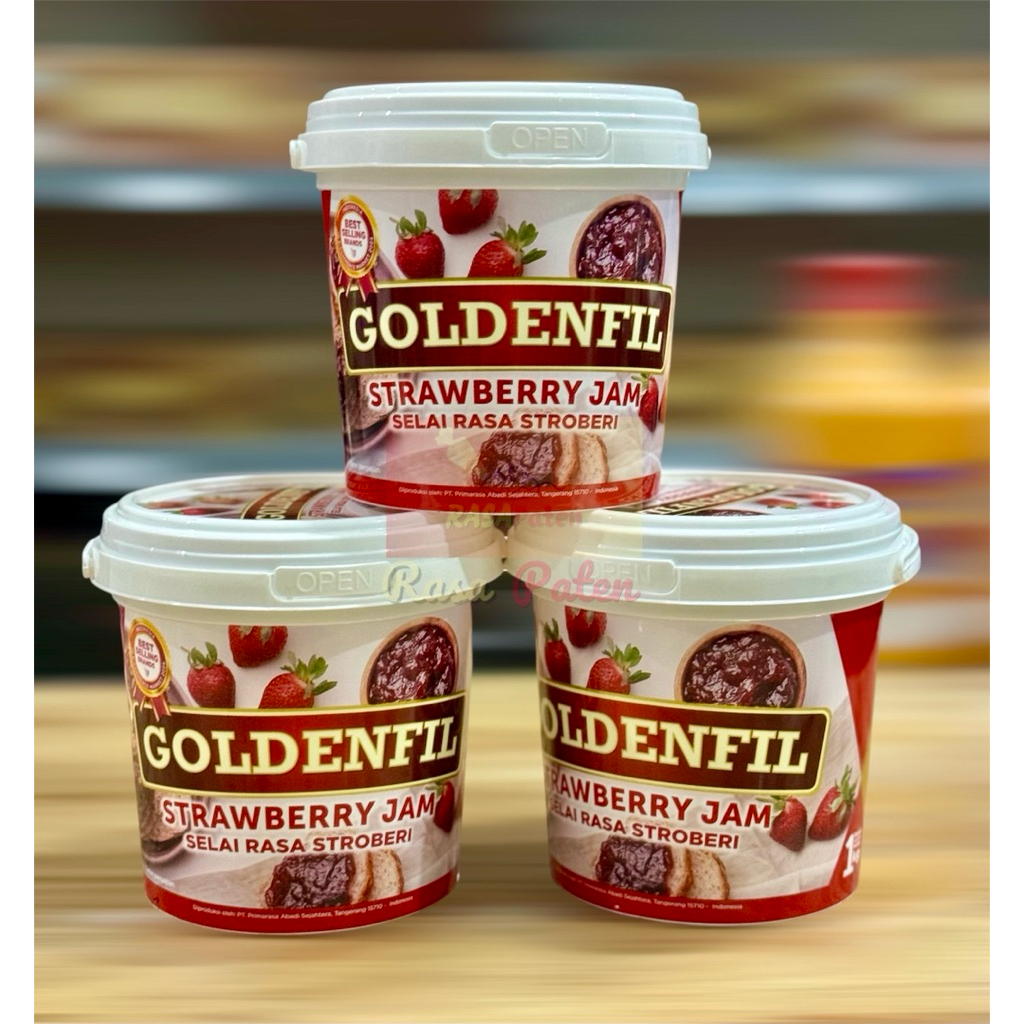 

GOLDENFIL STRAWBERRY JAM 1 kg Premium Halal BPOM RI COD Pail Ember Satuan