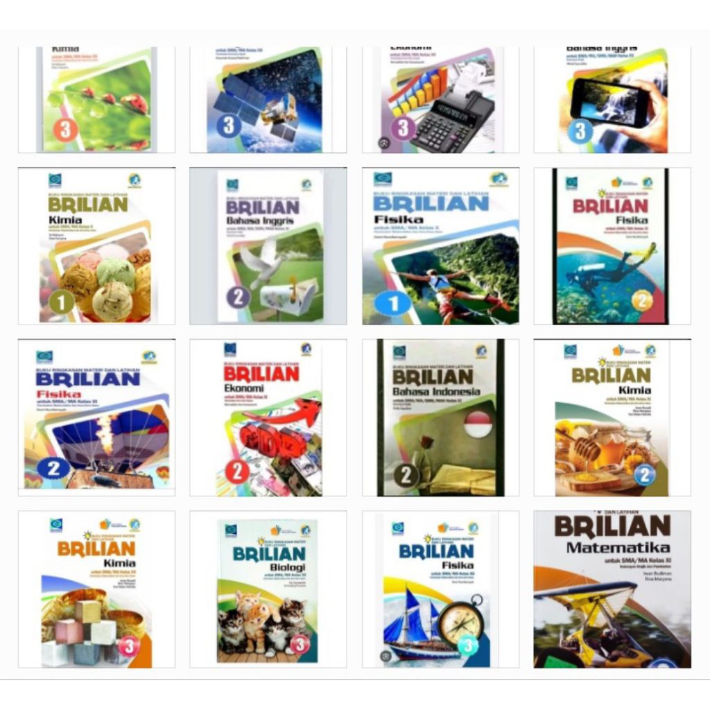 Buku Ringkasan  Brilian  SMA MA Kelas 123 10 11 12 Bah Indonesia Fisika Kimia Matematika Geografi Ek