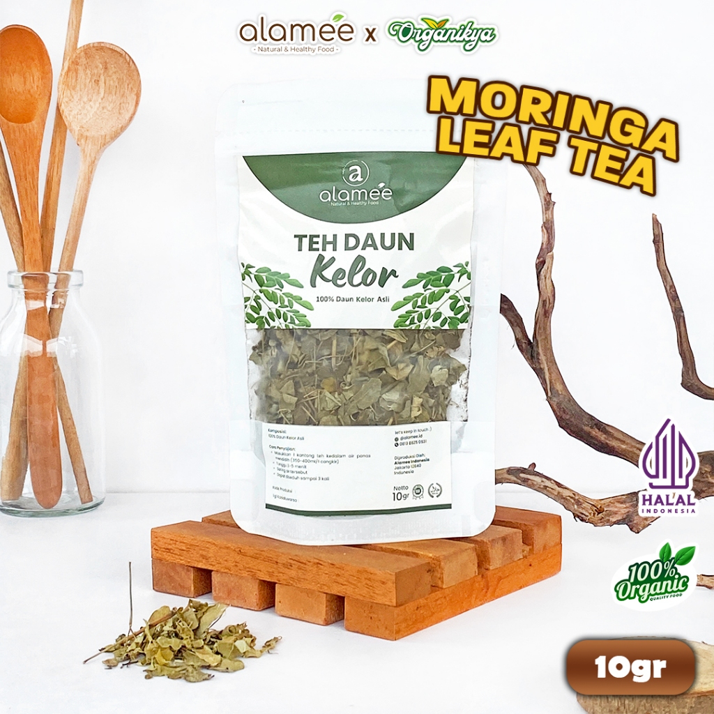

Teh Daun Kelor Tea Bunga Herbal Alami Organic Natural Non Msg Siap Seduh 10gr organikya