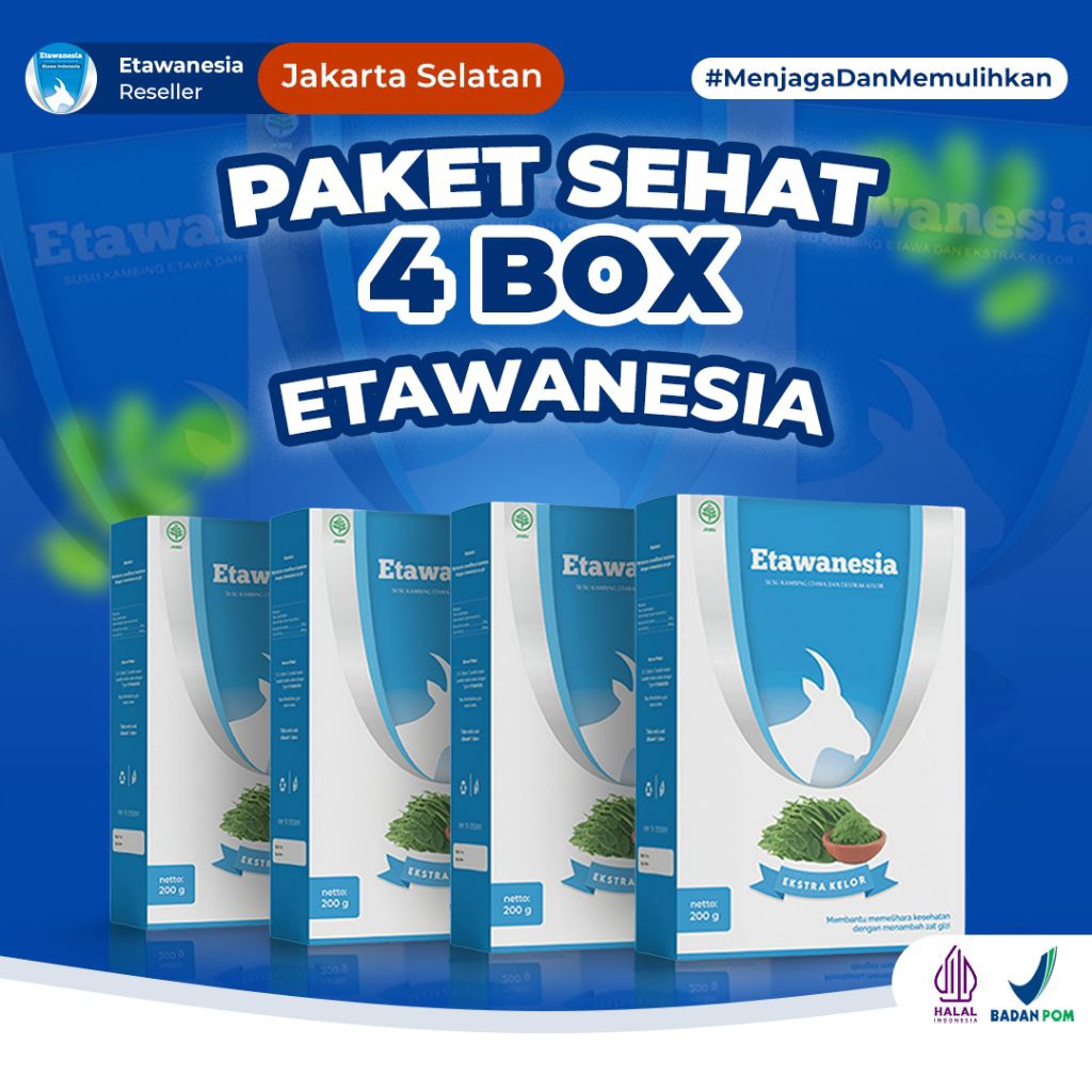

Paket 4 box SUSU ETAWANESIA Susu Kambing Etawa + Moringa Tidak Bau Perngus