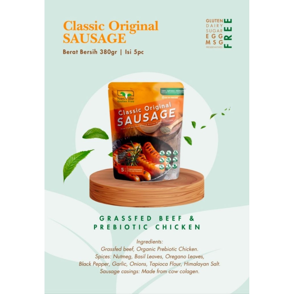 

NESVILLE - CLASSIC SAUSAGE - 90% DAGING TANPA PENGAWET - MSG