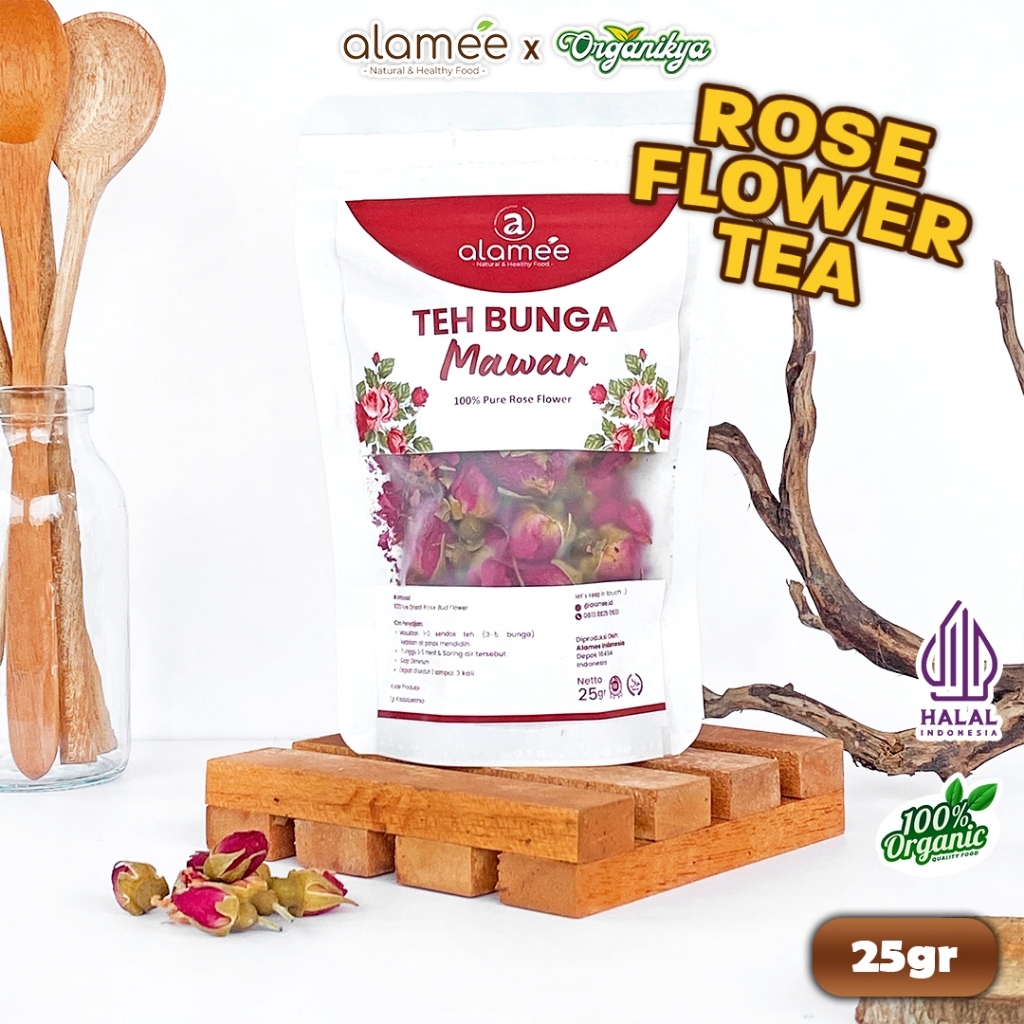 

Teh Bunga Mawar Rose Flower Kemasan Toples Flower Tea Organik Kering Dried Alami 25gr organikya