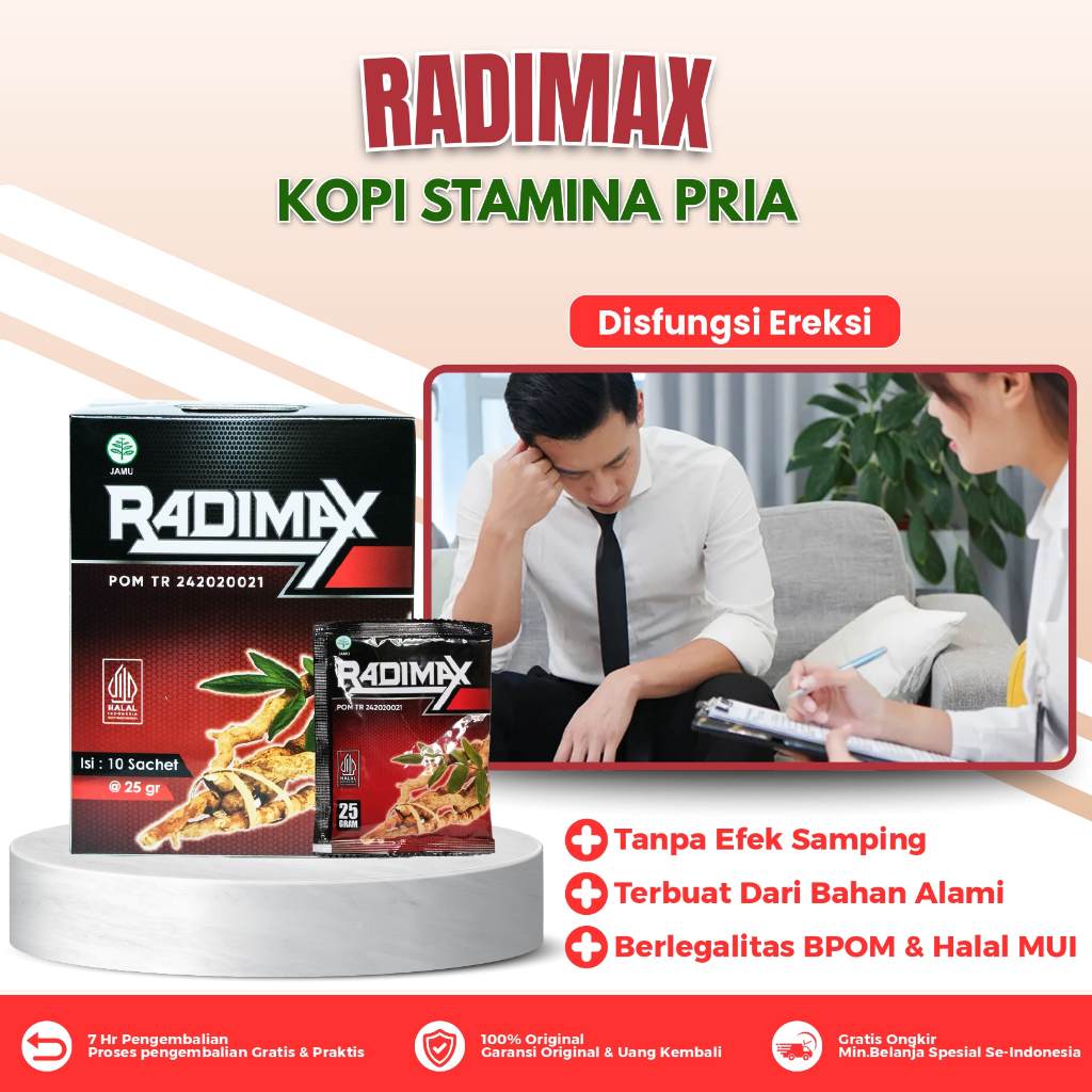 Radimax Obat Herbal Stamina Pria Atasi Susah Ereksi Mr P Loyo Lemah Syahwat Meningkatkan Gairah