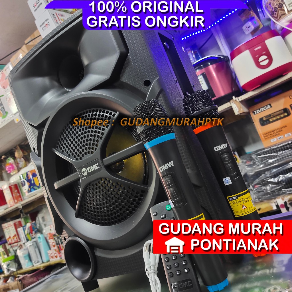 Speaker Bluetooth GMC Salon 897Y BONUS 2 MIC Wireless Portable GMC 8inch