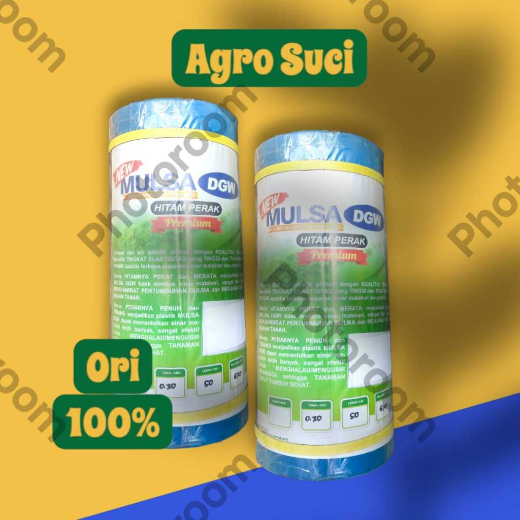 Lebar 100 CM Plastik Mulsa Hitam Perak Premium DGW 17 KG (670 Meter) Free Kaos