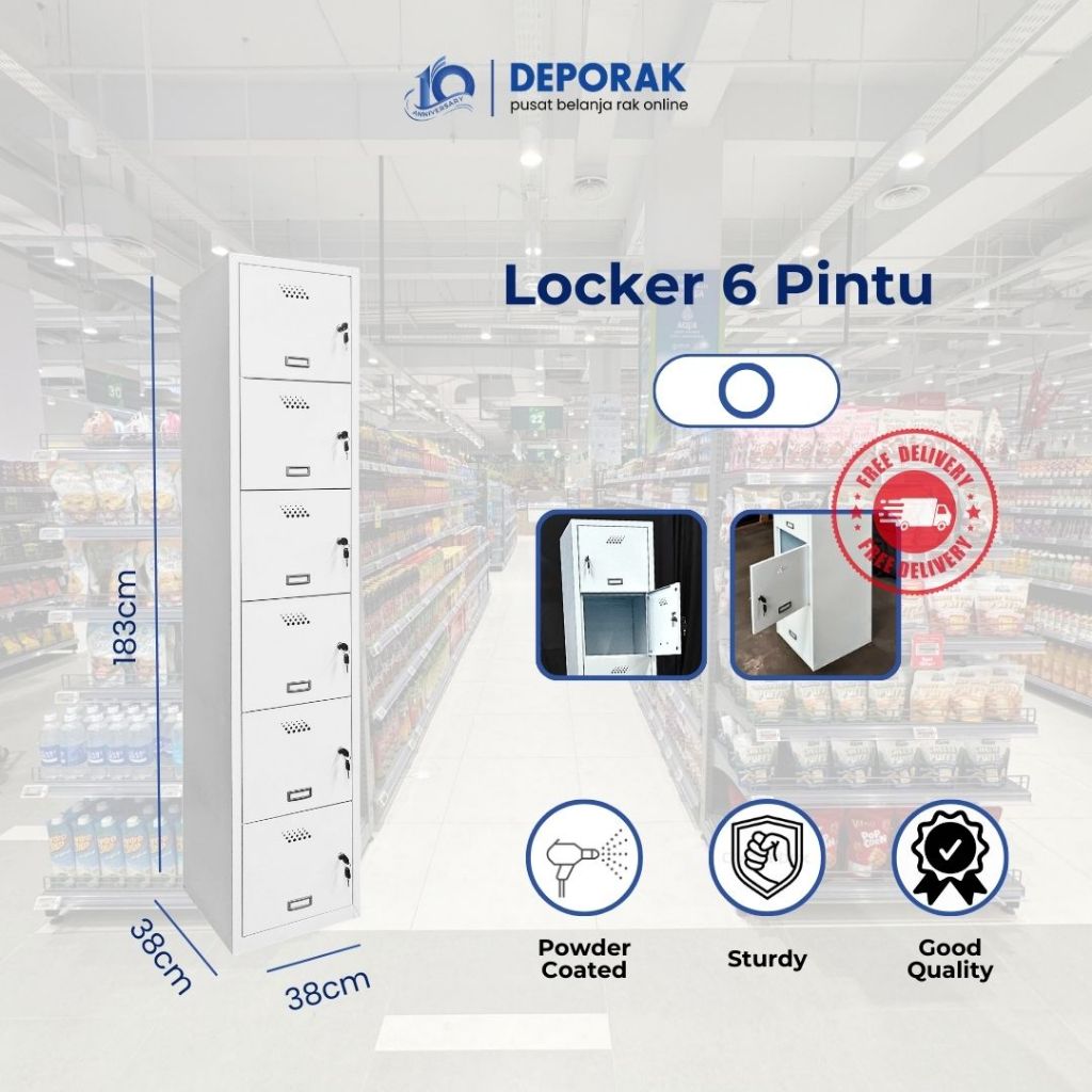 LEMARI LOCKER 6 PINTU / LOCKER SEKOLAH / LOCKER KANTOR / LEMARI BESI / LOKER BESI / LEMARI PAKAIAN /