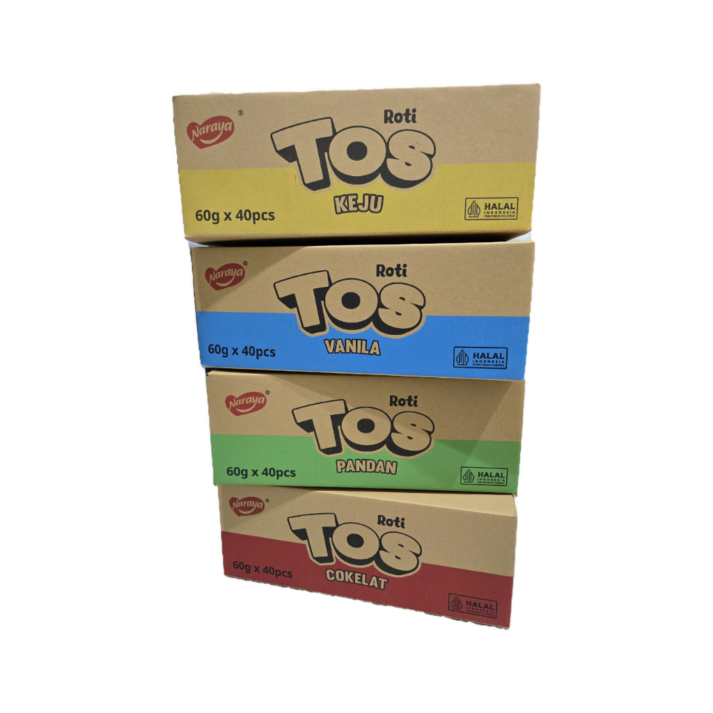 

Bakaranandia - Naraya Tos Roti Sandwich Mix 60G - Pandan, Vanilla, Keju & Coklat 1 Dus Isi 40 Pcs