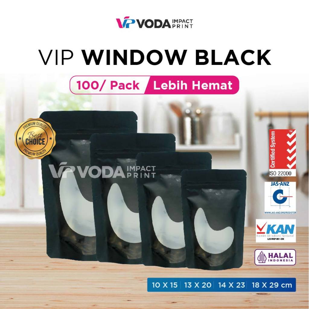 READY STOCK standing pouch window hitam 10x15