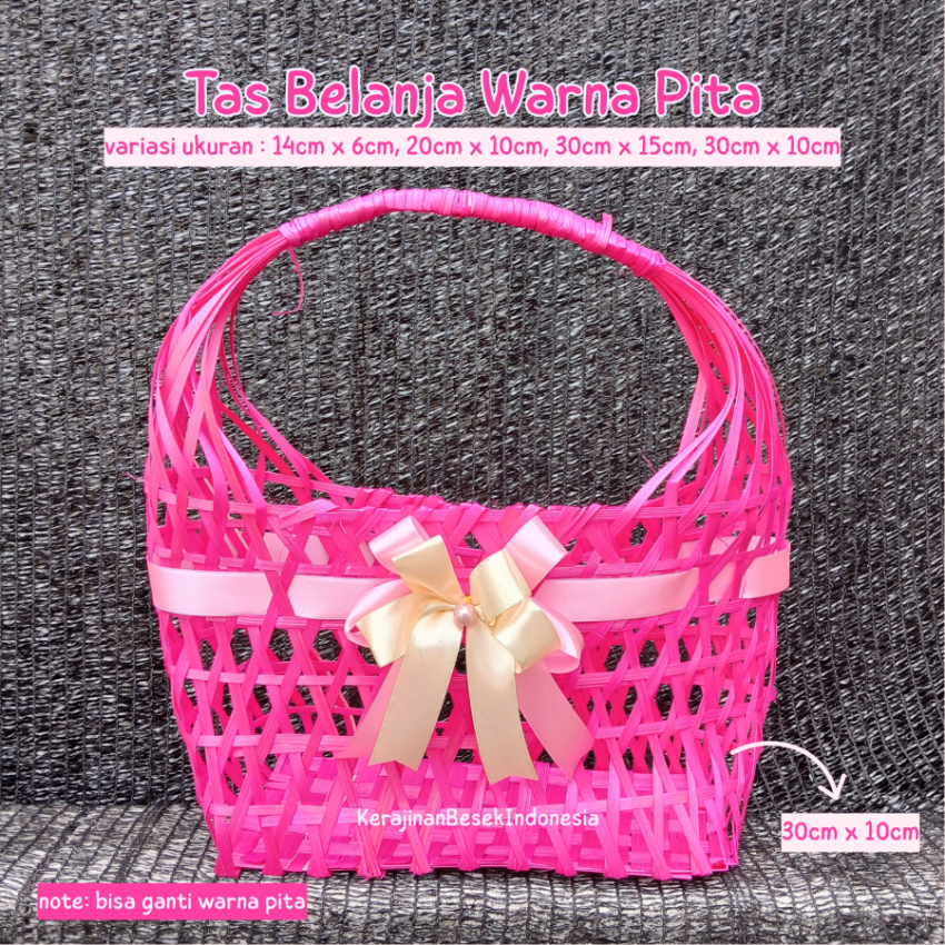 

GROSIR GOODIE BAG BINGKISAN BANYAK WARNA Tas belanja 30x10 pita hampers kado souvenir unik bambu