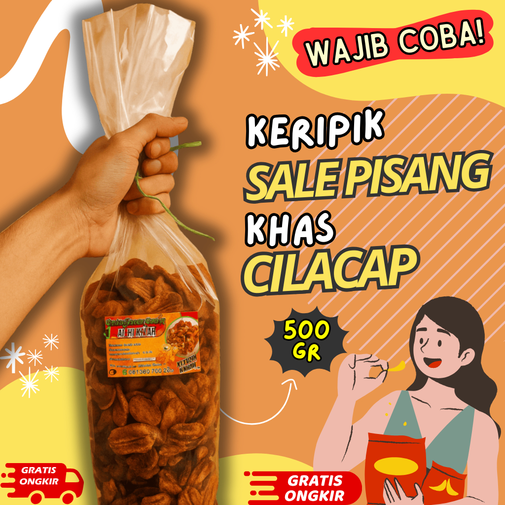 

Cemilan Keripik Sale Pisang Kering Renyah Manis Gurih 500 Gr