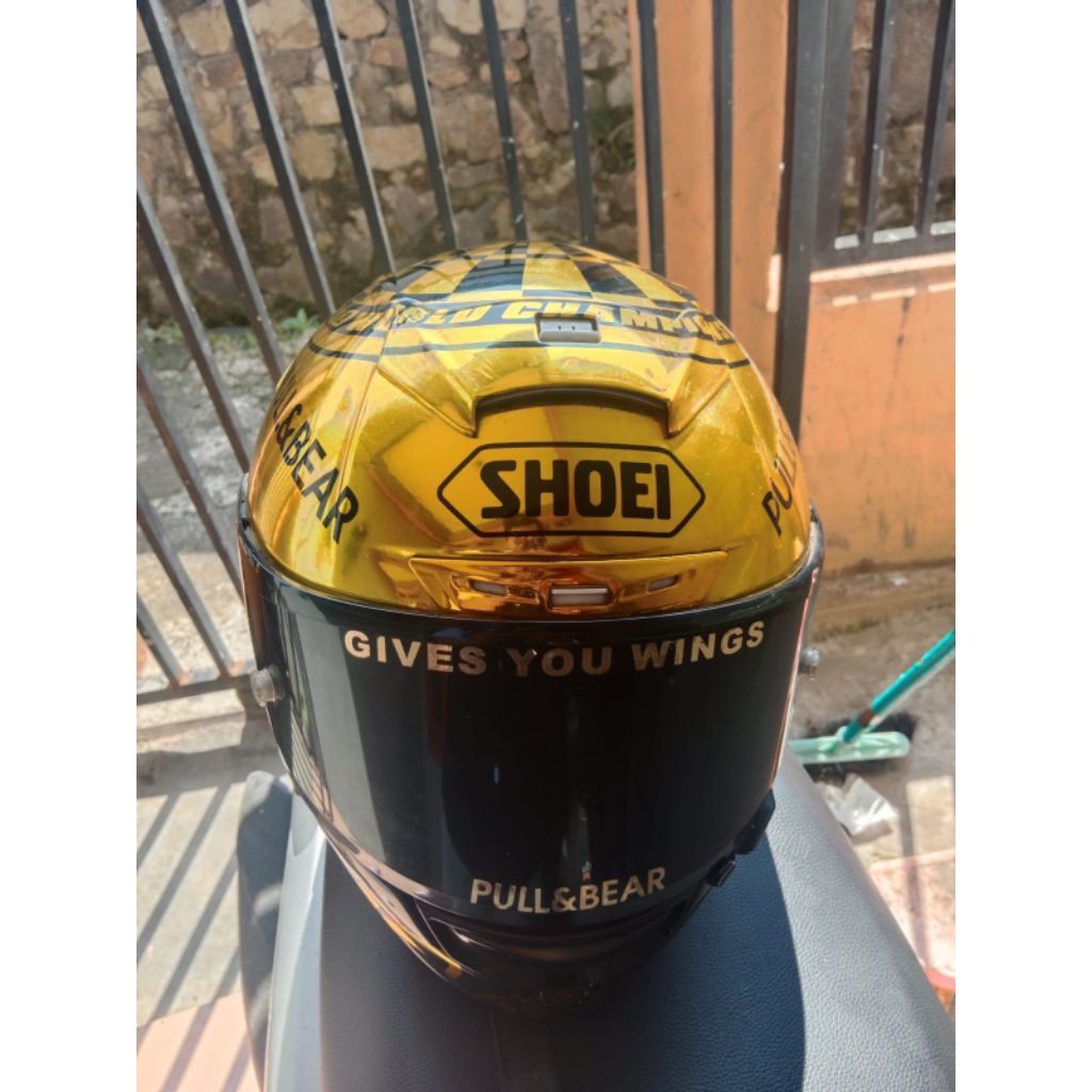 Shoei x14 repaint chrome gold alex marquez