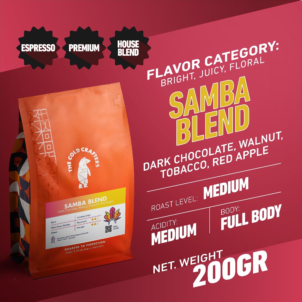 

Samba Blend Arabica Coffee Arabika Biji Kopi Bubuk Grade 1 200g
