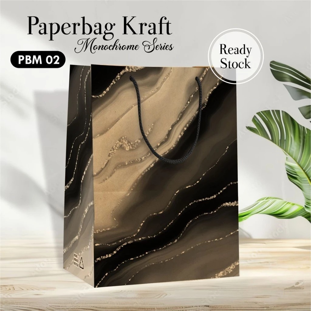 

[12PCS] Paperbag Motif Marble Premium - Pembungkus Kado & Kemasan -Paper bag Size 20X25X10 CM PBM 02