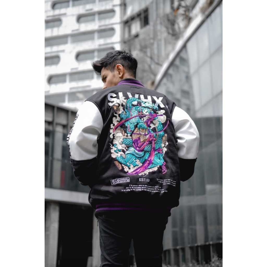 SLVHX - Jaket Varsity - Varsity Jacket Pria Full Bordir Zoro Premium