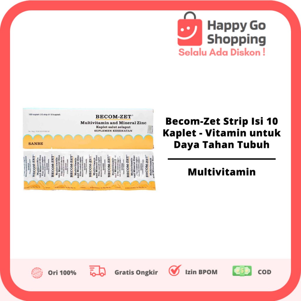 Becom-Zet Strip Isi 10 Kaplet - Vitamin untuk Daya Tahan Tubuh