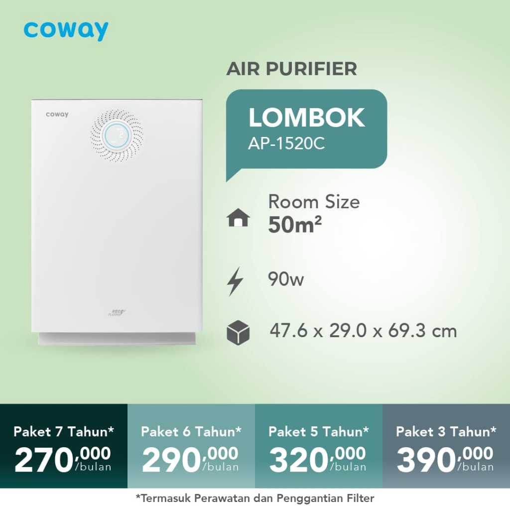 Coway Air Purifier Lombok AP1520C Pemurni dan Pembersih Udara Ruangan 50 m2 Hepa Filter Produk Only 