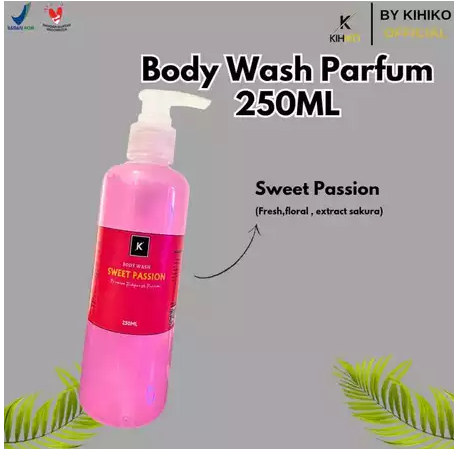Kihiko Premium Bodywash Parfum/Sabun Mandi Cair 250ml Pump/Aroma Awet Tahan Lama/Sweet Passion