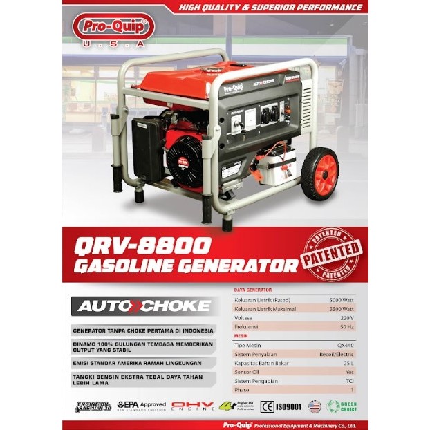 PRO-QUIP USA QRV-8800 Genset Listrik 5500 Watt