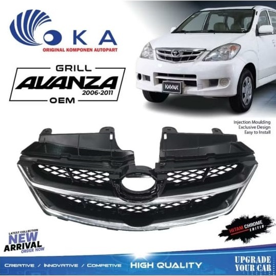 Grill Depan Mobil Avanza 2006 - 2011 Vvti OEM Hitam Lis Chrome