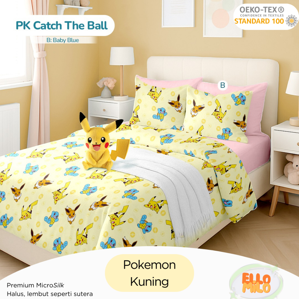 Sprei Set Pokemon | Katun Microsilk | 120x200 140x200 160x200 180x200 | Sprei Korea