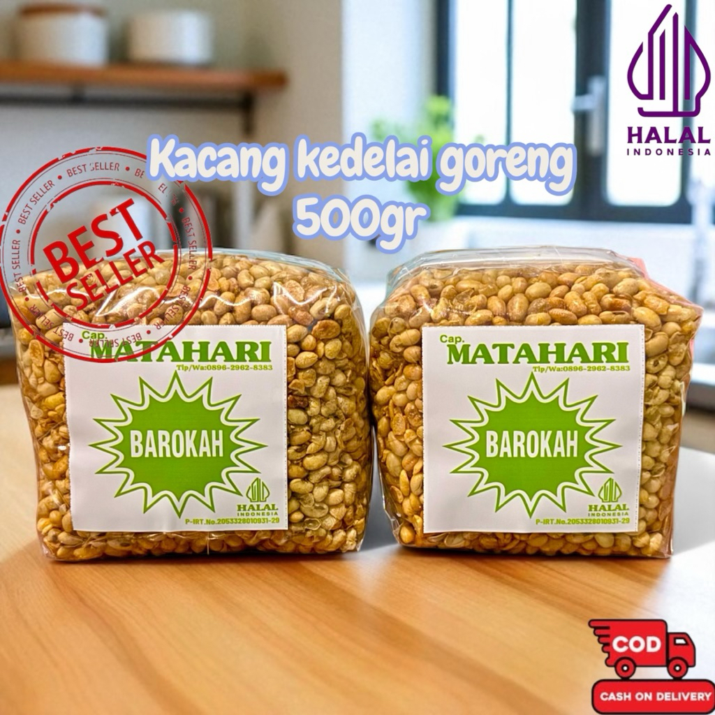 

Kacang kedelai goreng (500gram) enak dan bergizi Cap Barokah Matahari