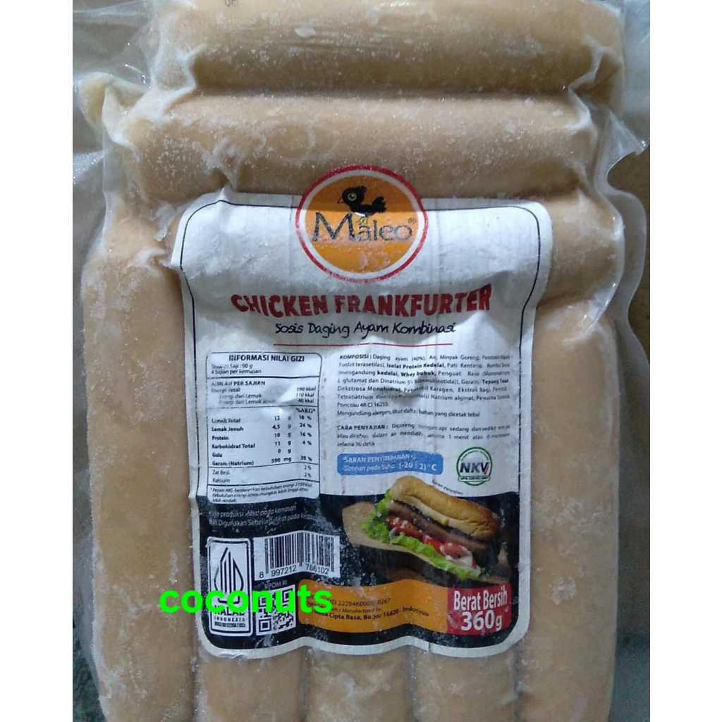 

Maleo Sosis Chicken Frankfurter isi 8 Potong / 360 Gram Halal