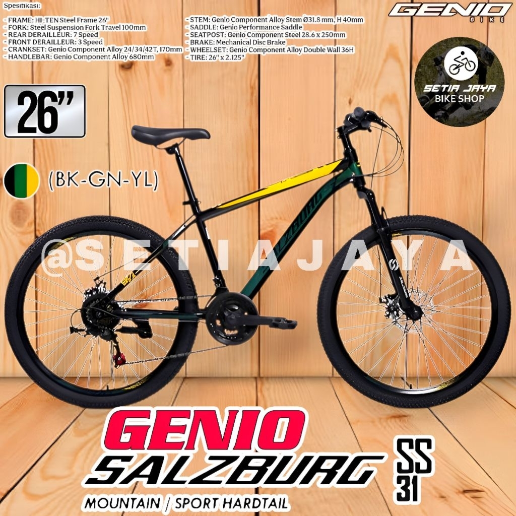 Sepeda Gunung MTB 26 Inch GENIO SALZBURG SS 31 Frame Steel, 3x7 Speed, Rem Cakram, Mountain Bike By 
