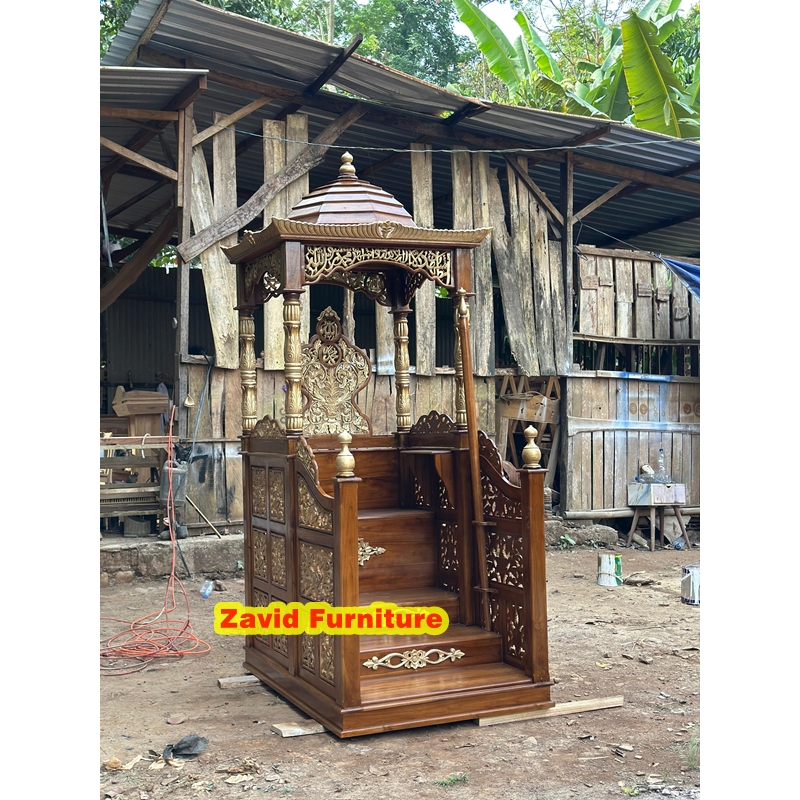 Mimbar Masjid Kubah Kayu Jati, Mimbar Masjid Tingkat, Mimbar Masjid Kubah Tingkat, Mimbar Masjid, Mi