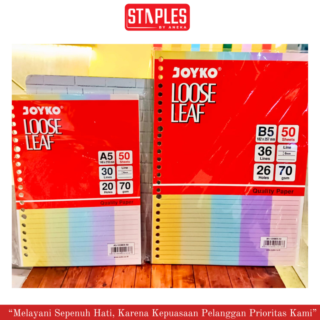 

Joyko Loose Leaf / Kertas Binder Warna - Warni / Loose Leaf A5 B5