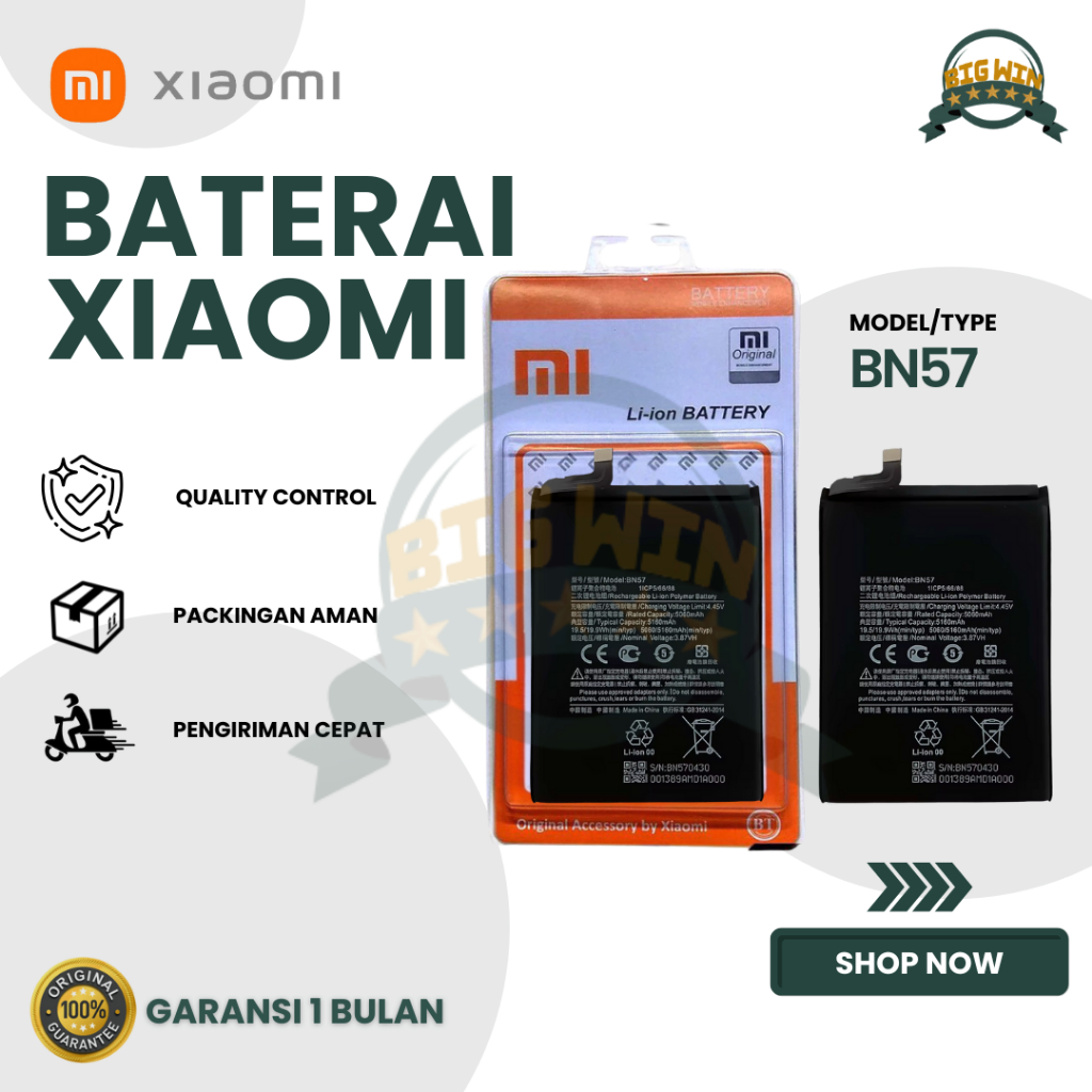 BATERAI BATTERY XIAOMI BN57 XIAOMI POCO X3/X3 PRO/X3 NFC DOUBEL [IC POWER] ORIGINAL