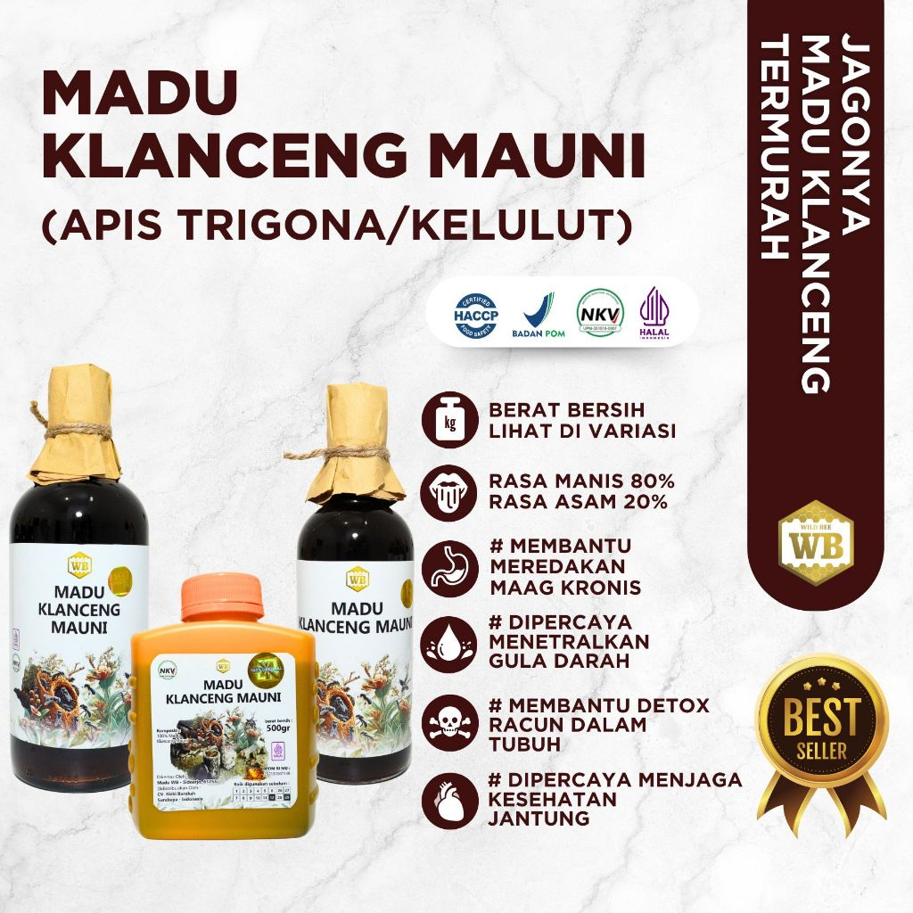 

WB Wild Bee - Madu Klanceng Mauni / Lebah Apis Trigona - Wild Bee - Kemasan Ekonomis - Beli 10 Gratis 1