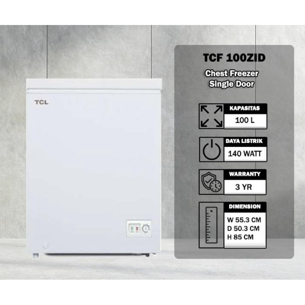 BOX FREEZER TCL TCF100ZID - CHEST FREEZER TCL 100 LITER - LEMARI PEMBEKU DAGING TCL 100 LITER - BOX 