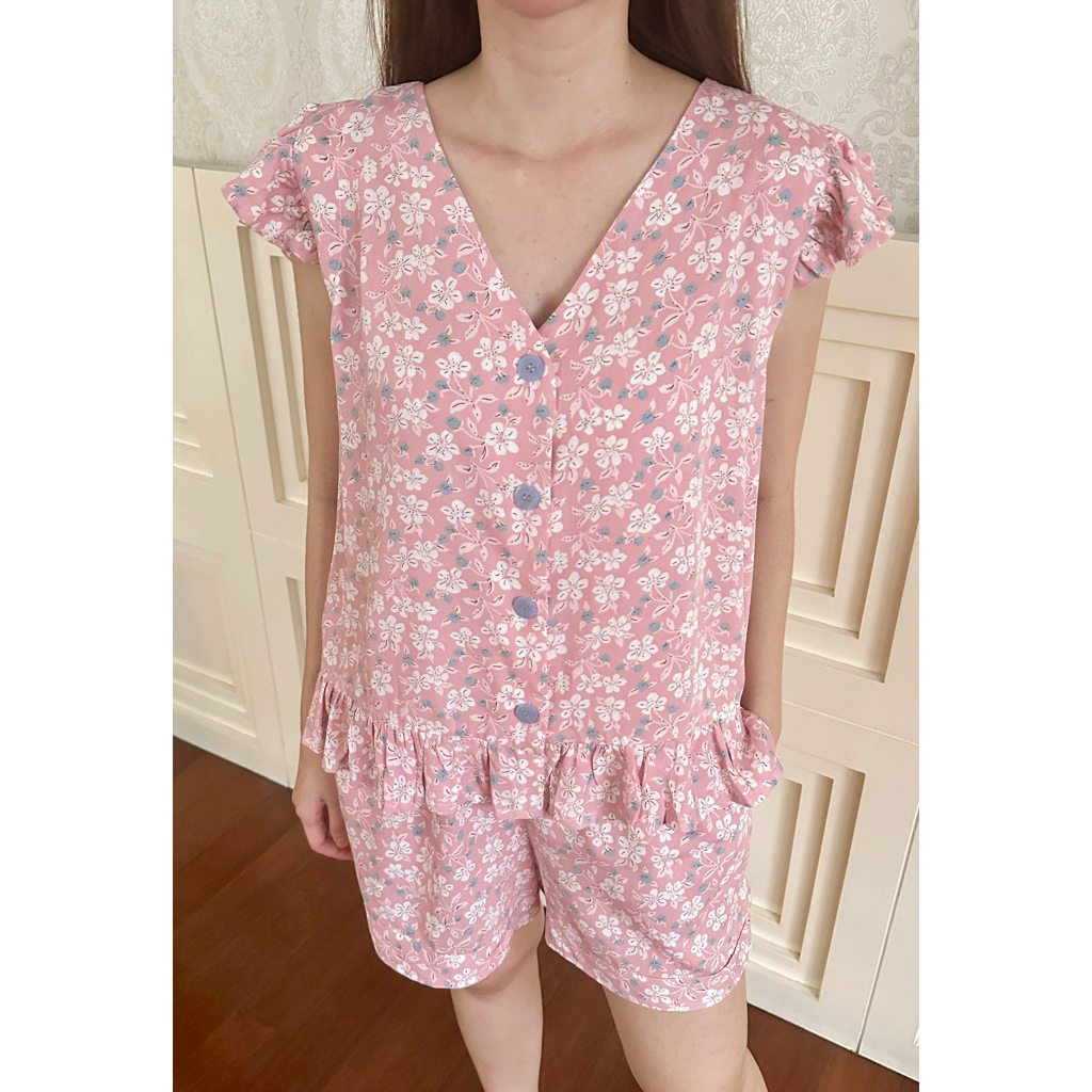 Kulem daster bunga pink | Pakaian tidur wanita | Piyama wanita | Daster wanita | Piyama tidur wanita
