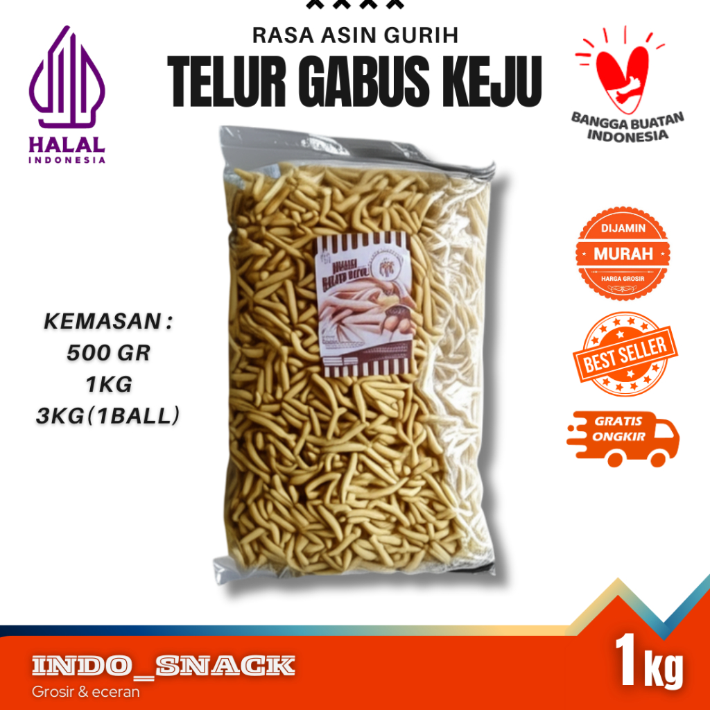 

Telur Gabus Keju 1kg Asin Gurih Renyah TERMURAH
