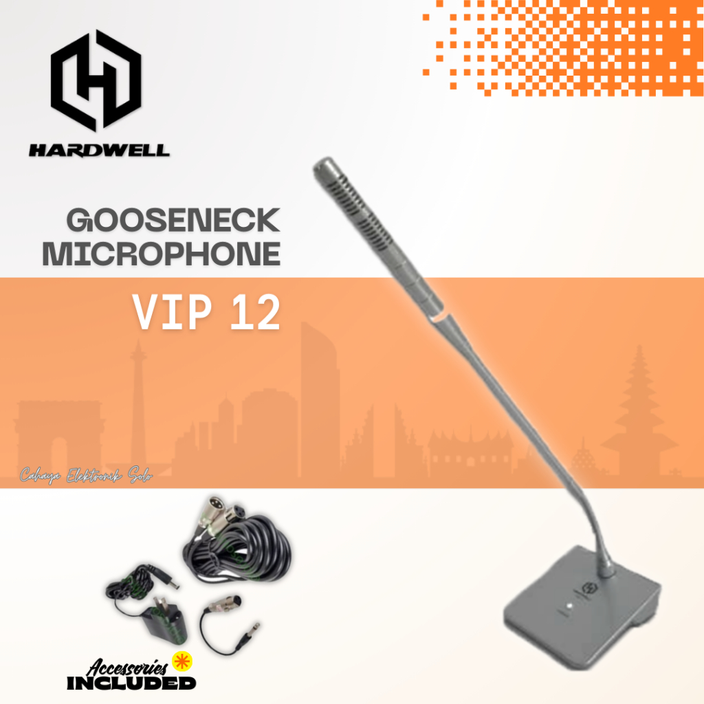 Mic Meja Hardwell VIP 12 Mimbar Gooseneck Baterai AAA Phantom 5V Power Supply Adaptor