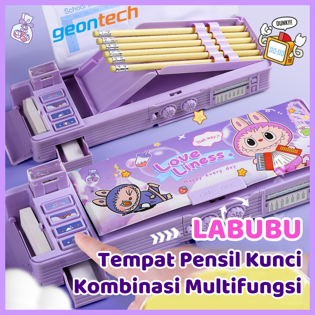 

【】Kotak Pensil Anak Perempuan Labubu / Capybara Tempat Pensil Password Aesthetic / Kotak Alat Tulis Multifungsi