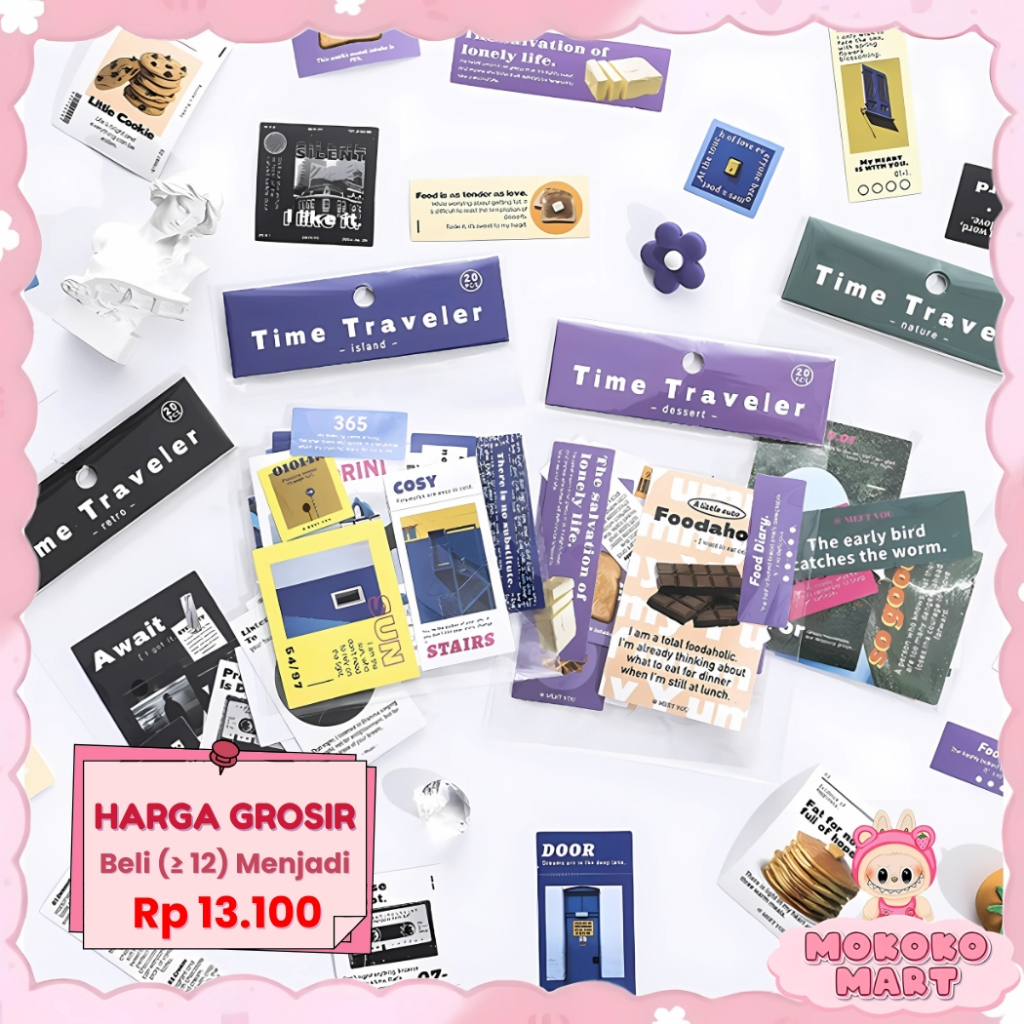 

MM 20 Pcs Stiker Vintage DIY Buat Jurnal Motif Time Traveler Stiker Pack Waterproof Anti Air - SP13
