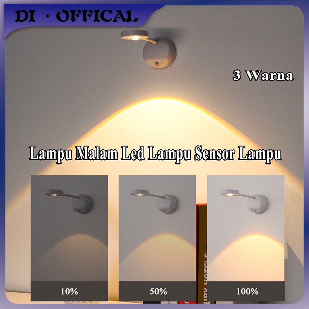 1PC 3 Warna Lampu Malam Led Lampu Sensor Lampu Dinding Indoor Lampu Rechargeable Usb Kamar Tidur Aes