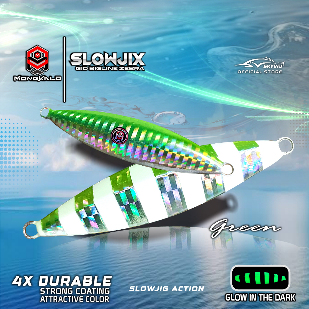 Mongkalo Slowjix Garis-Besar GID-Zebra noMotif Fluorescent 40 Hijau