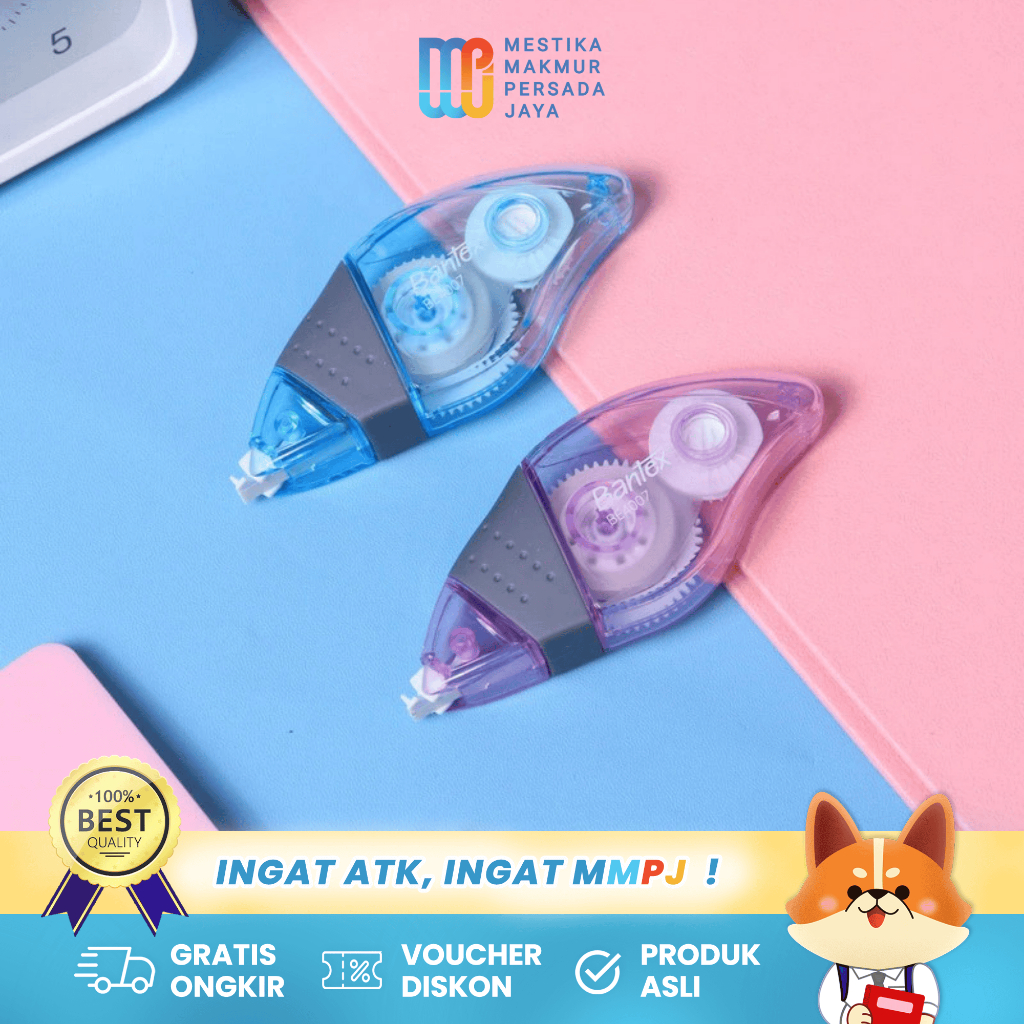 

Bantex Correction Tape / Tip Ex Pita Koreksi (5mm x 6m) Dilengkapi Pelindung Silikon BE4007