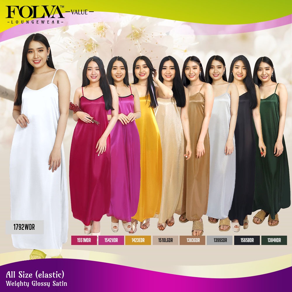 FOLVA dress panjang tanktop baju tidur satin all size
