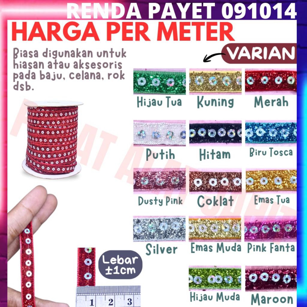 Renda payet pita bludru velvet mute manik manik kilau warna warni aksesoris aksesories accessories h